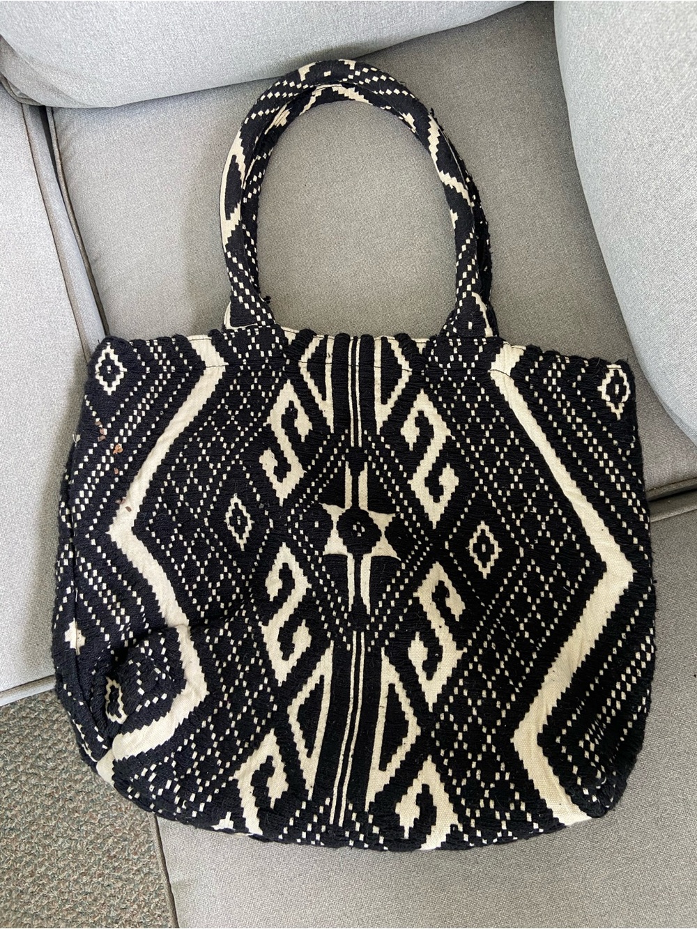 LOFT Black and White Geometric Tote